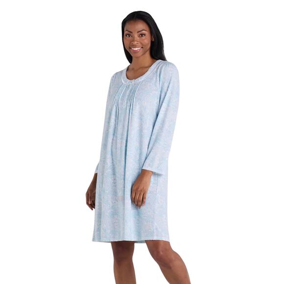 NWT! Miss Elaine Brushed Honeycomb Flannel Paisley Short Nightgown S - Picture 1 of 6